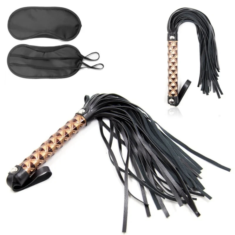 BDSM Kits Slave Whip With Diamond Pattern Handle Lash Flogger Spanking Adult Products Blindfold Sex Toys For Women Erotic Games