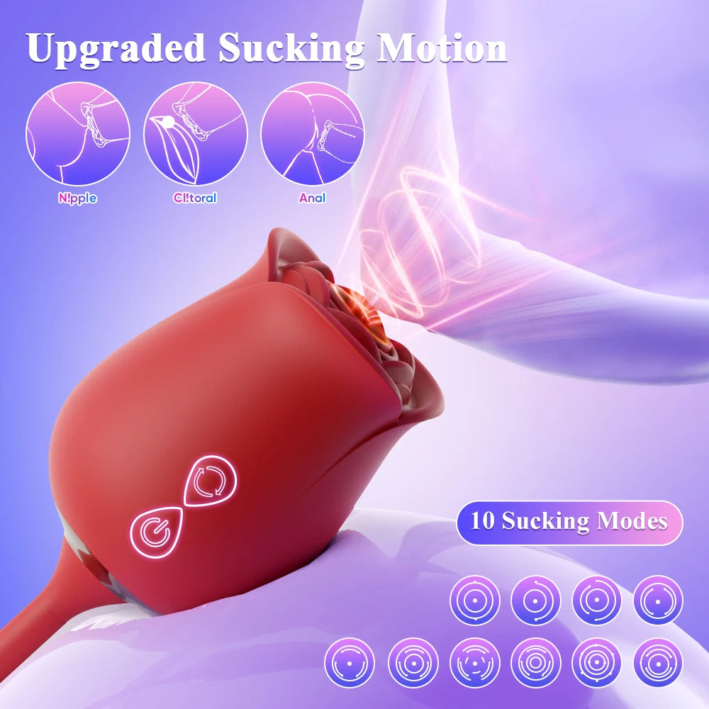 Sexy Adult Female Rose-Sucking Dildo Vibrator for Women Nipple Clit Stimulator Vibrating Penetration Vagina Vibrator Sex Toys 18