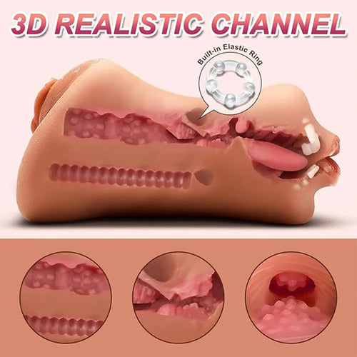 3 in 1 Pocket Pussy Male Masturbator Adult Sex Toys for Men Penis Stimulation Male Blowjob Stroker Toy Tight Anus & Real Mouth