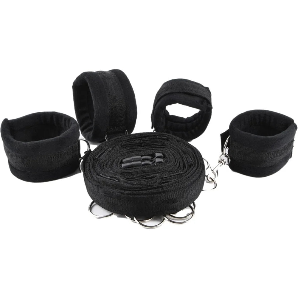 BDSM Set Toy Sex Handcuffs for Couple Adult Kit Bdsm Whip Anal Plug Vibrator Blindfold Strapon Bed Bondage Sexual Handcuffs Sexy
