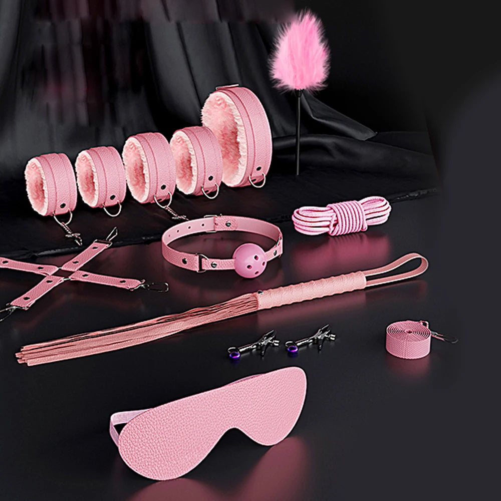 Bdsm Bondage Set Restraint Adult Game Handcuff Neck Collar Wrist Mouth Gag Strap Fetish SM Sex Toys for Woman Couples Product