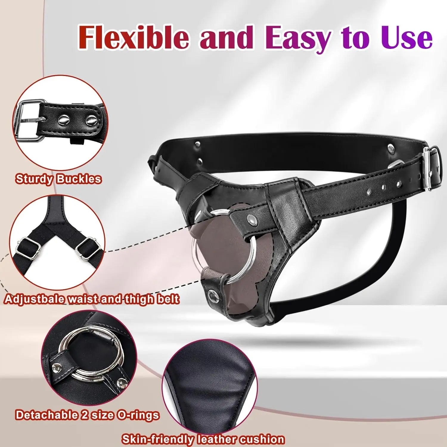 Strap On Dildo Harness Adult Sex Toys for Women Men Pegging Dildo Adjustable Waist and Thigh Soft Nylon Vegan Leather Belt toys