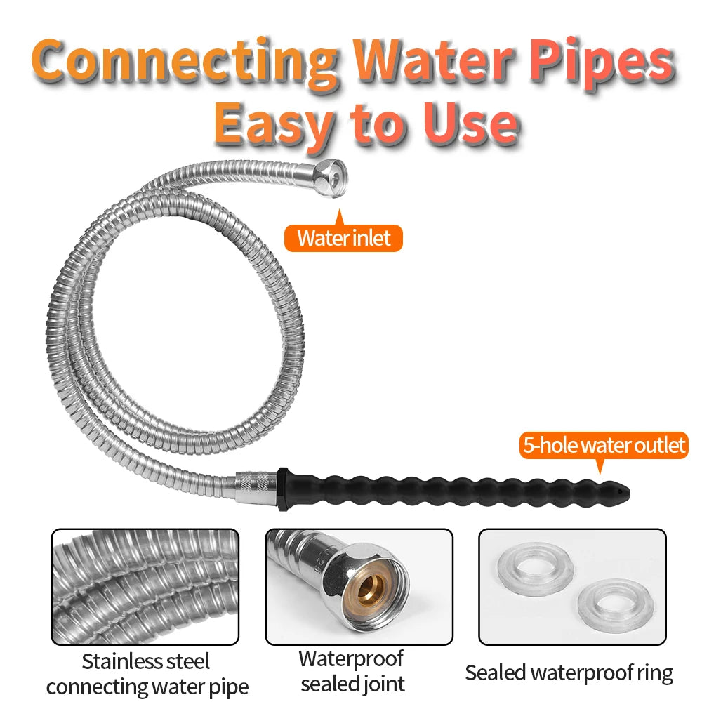 Silicone Long Anal Beads Plug Dilator Douche Enema Vagina Cleaning Kit Buttplug Syringe Shower Head Gay Sex Toy For Couples