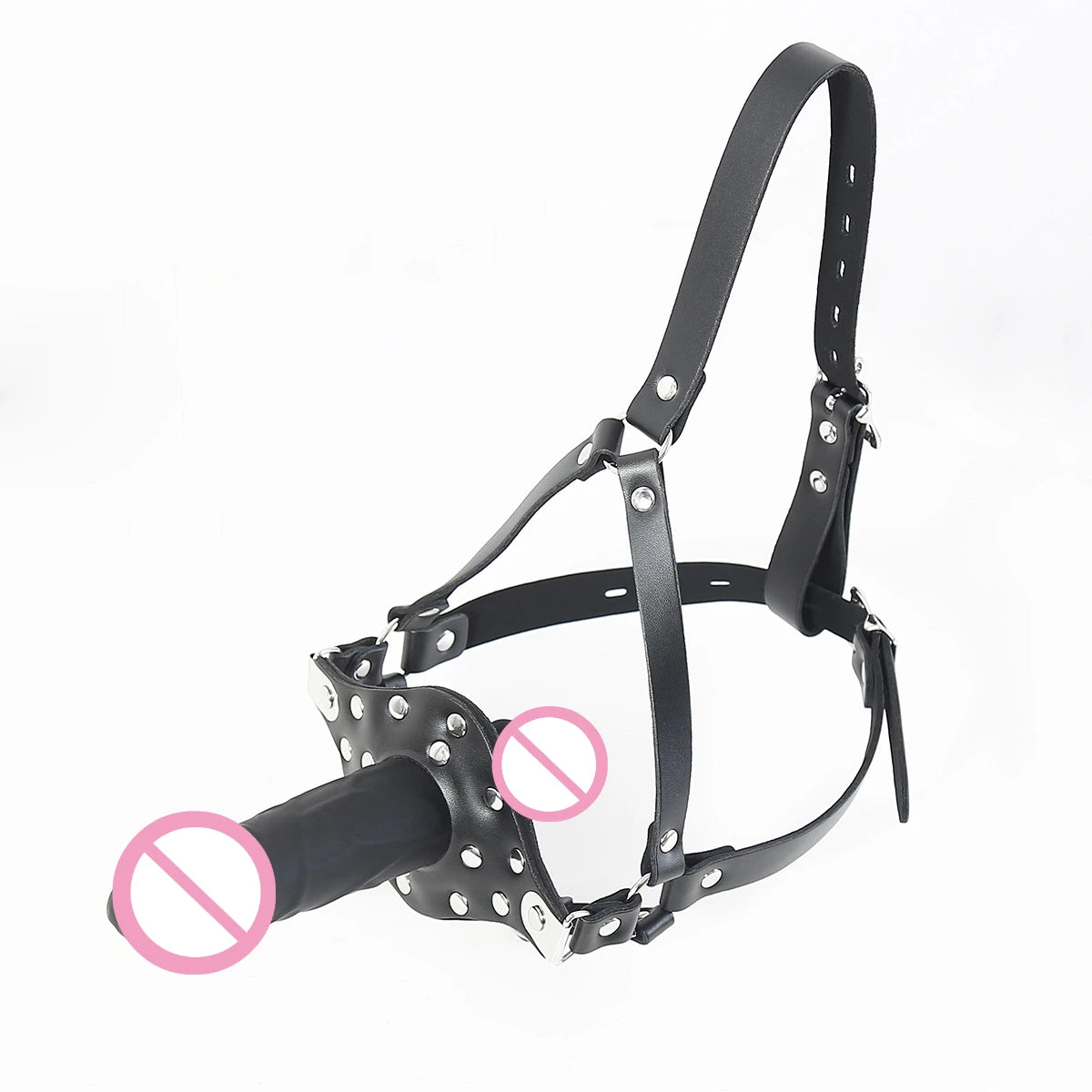 PU Dildo Mouth Gag Sex Toy for Couple Lesbian Self Bondage Restraint Masturbator Harness Oral Sex BDSM Open Mouth Plug Cosplay