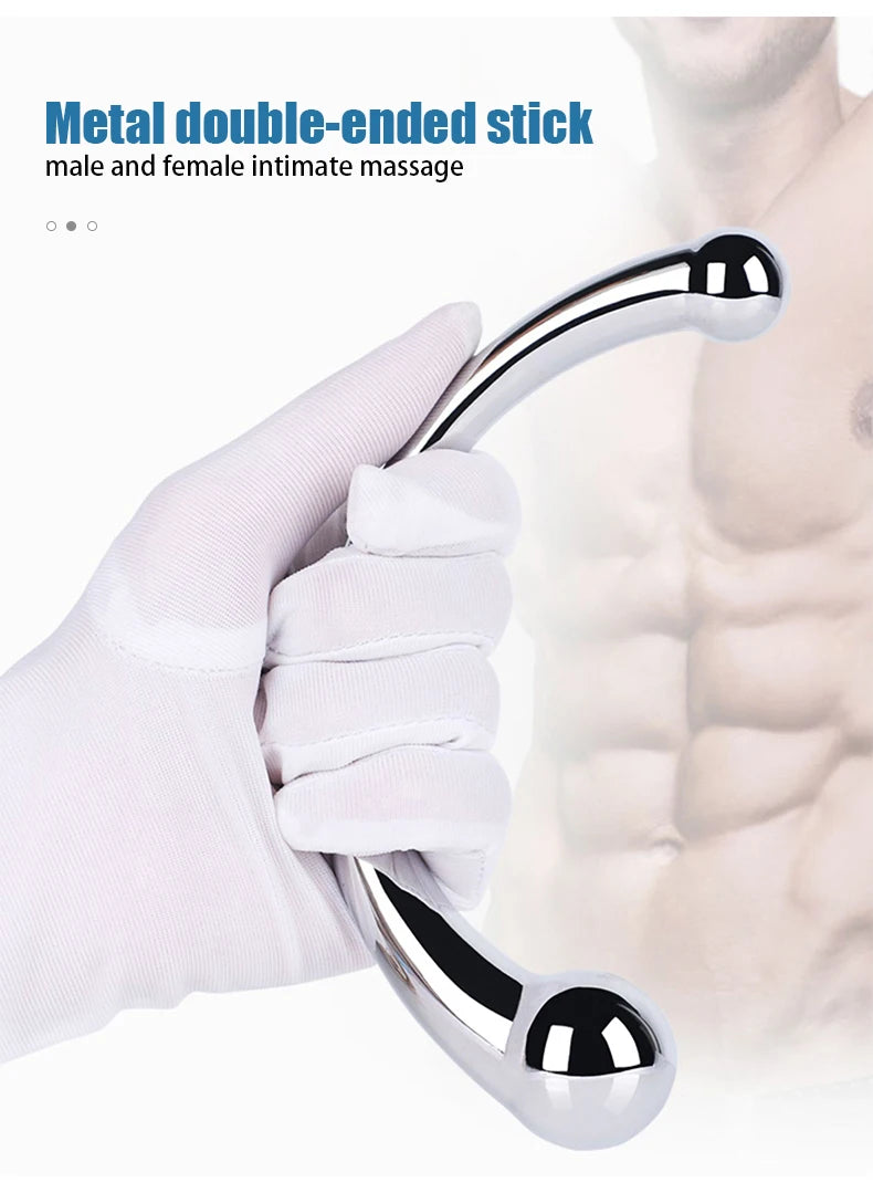 Metal Anal Plug Double Ended Stainless Steel G Spot Wand Butt Plug Prostate Massage Anal Dildo Plug Adult Sex Toys for Men Women