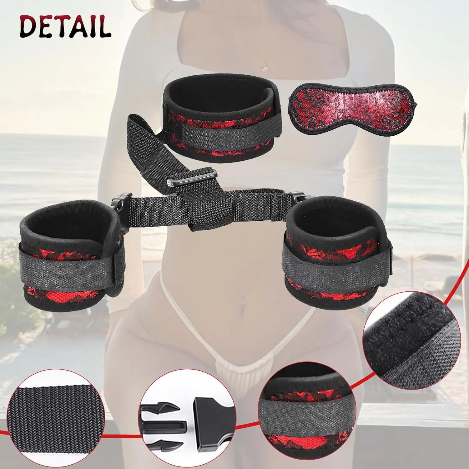 BDSM Bondage Kit Adult Restraints Sex Toys for couples Neck to Wrist Adjustable Bondage Gear & Accessories Back Handcuffs Collar
