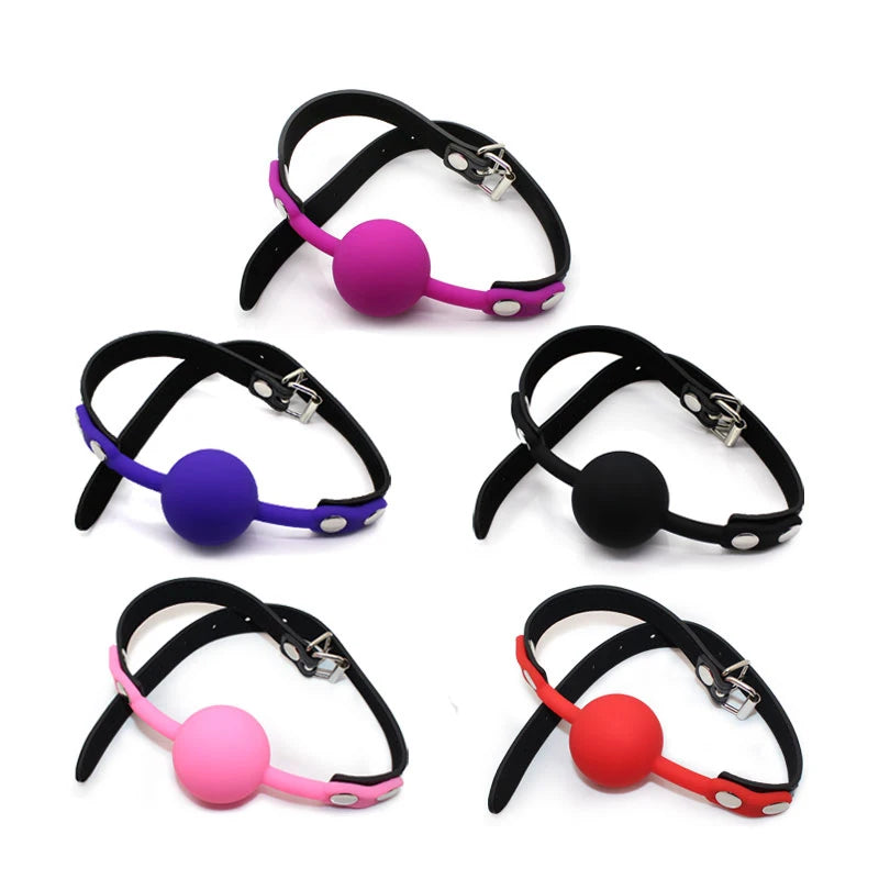 BDSM Adult Slave Harness Silicone Ball Open Mouth Gag BDSM Bondage Fetish Mouth Restraint Sex Toy for Woman Exotic Accessories