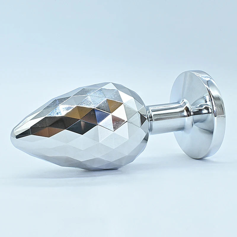 Silvery Stainless Steel Diamond Surface Anal Plug Dildo Crystal Base Butt Plug Analplug Sex Toys For Woman Adult Toys Anal Toys
