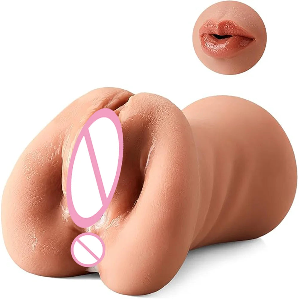 3 in 1 Pocket Pussy Male Masturbator Adult Sex Toys for Men Penis Stimulation Male Blowjob Stroker Toy Tight Anus & Real Mouth