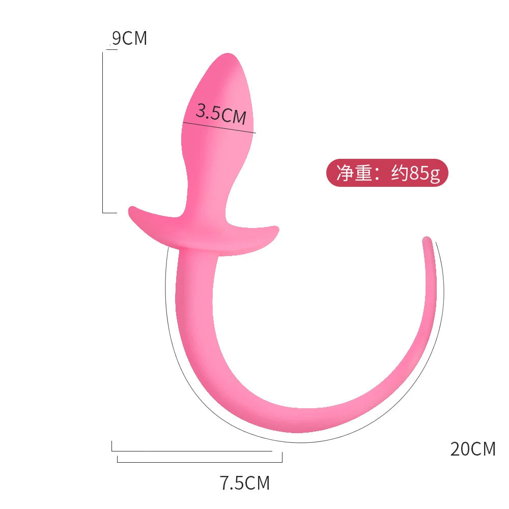 Factory Sales Silicone Dog Tail Luminous Anal Plug Puppy Play Anal Accessories G-Spot Prostate Massage Butt Plug Fetish Sex Toys