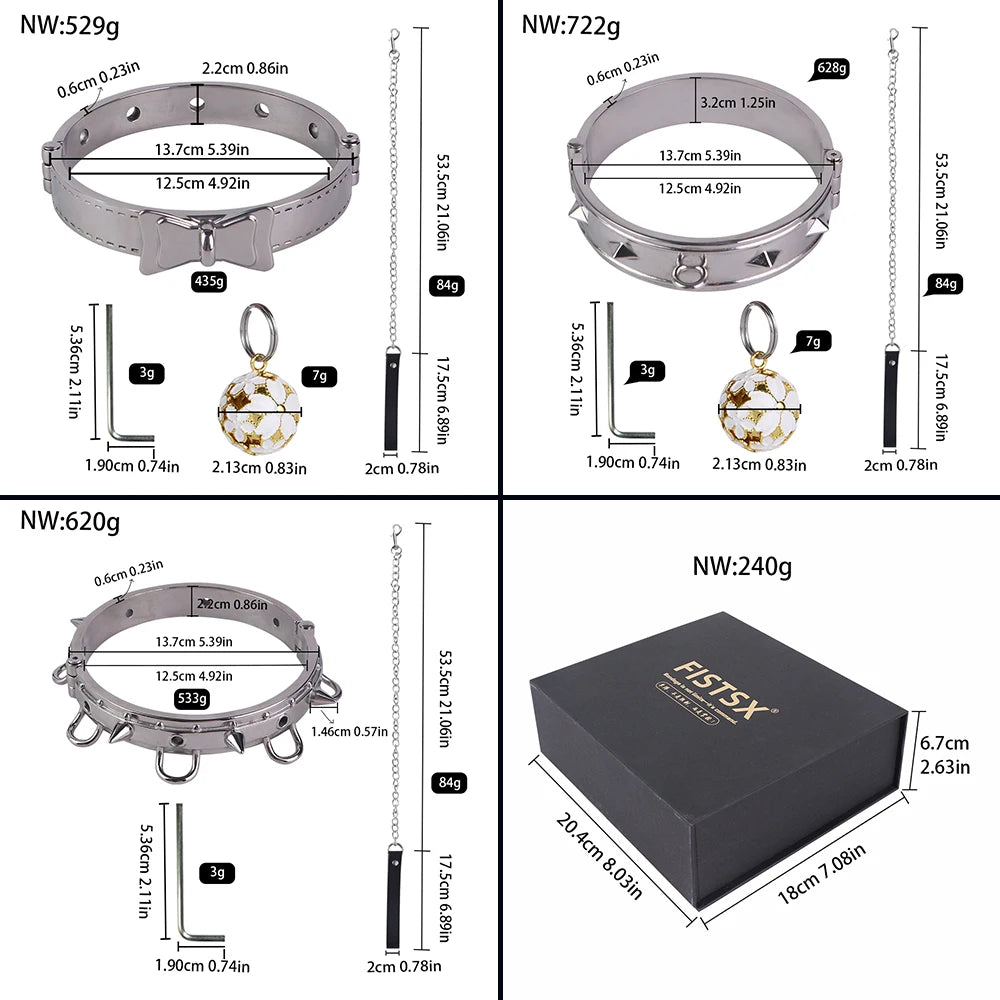 SHAZ Thick Heavy Collar Neck Sleeve Lockable Slave Dog Hentai Stainless Choker BDSM Accessories Adult Game Sex Toy Men Women 18+