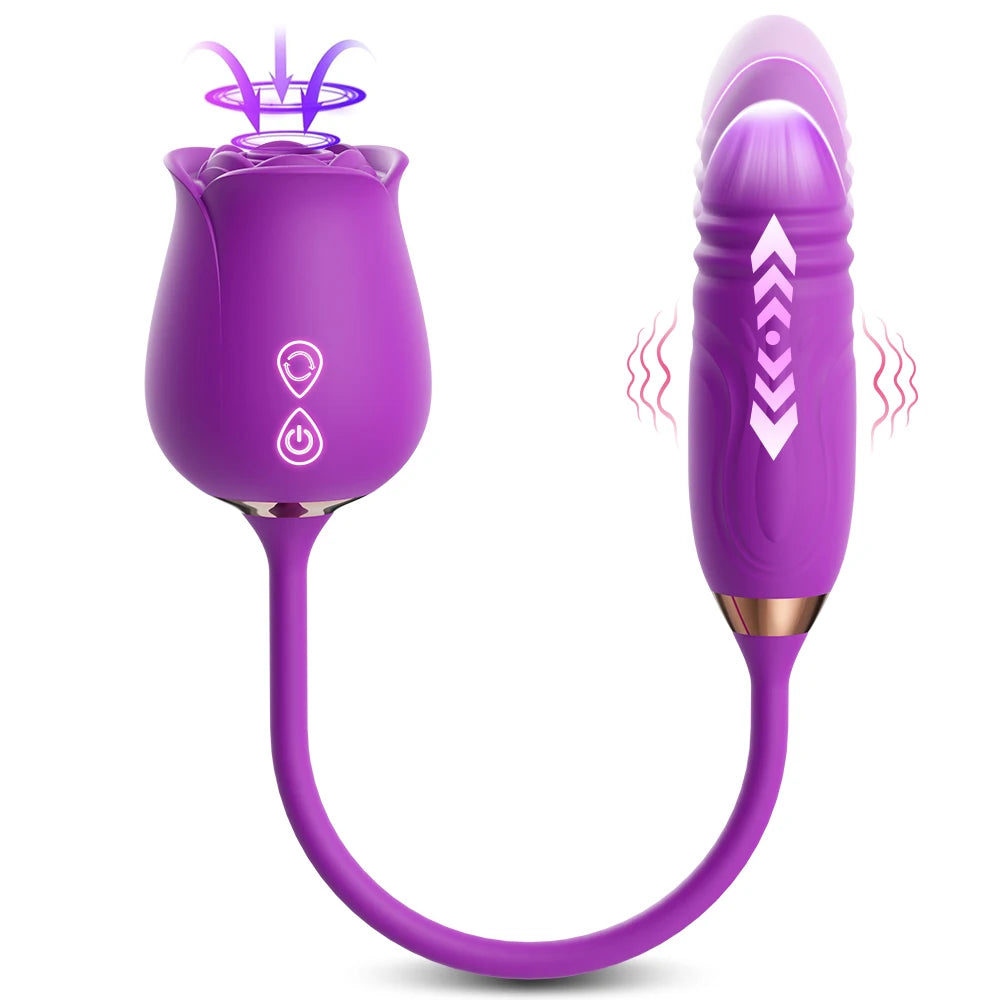 Sexy Adult Female Rose-Sucking Dildo Vibrator for Women Nipple Clit Stimulator Vibrating Penetration Vagina Vibrator Sex Toys 18