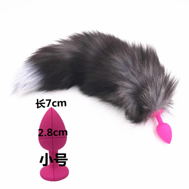 Small Size Sex Toy Tail Sexy Fox Tail Anal Plug Silicone Adult Products Cosplay Woman Men Anal Butt Plug Adults Game Couple Toys
