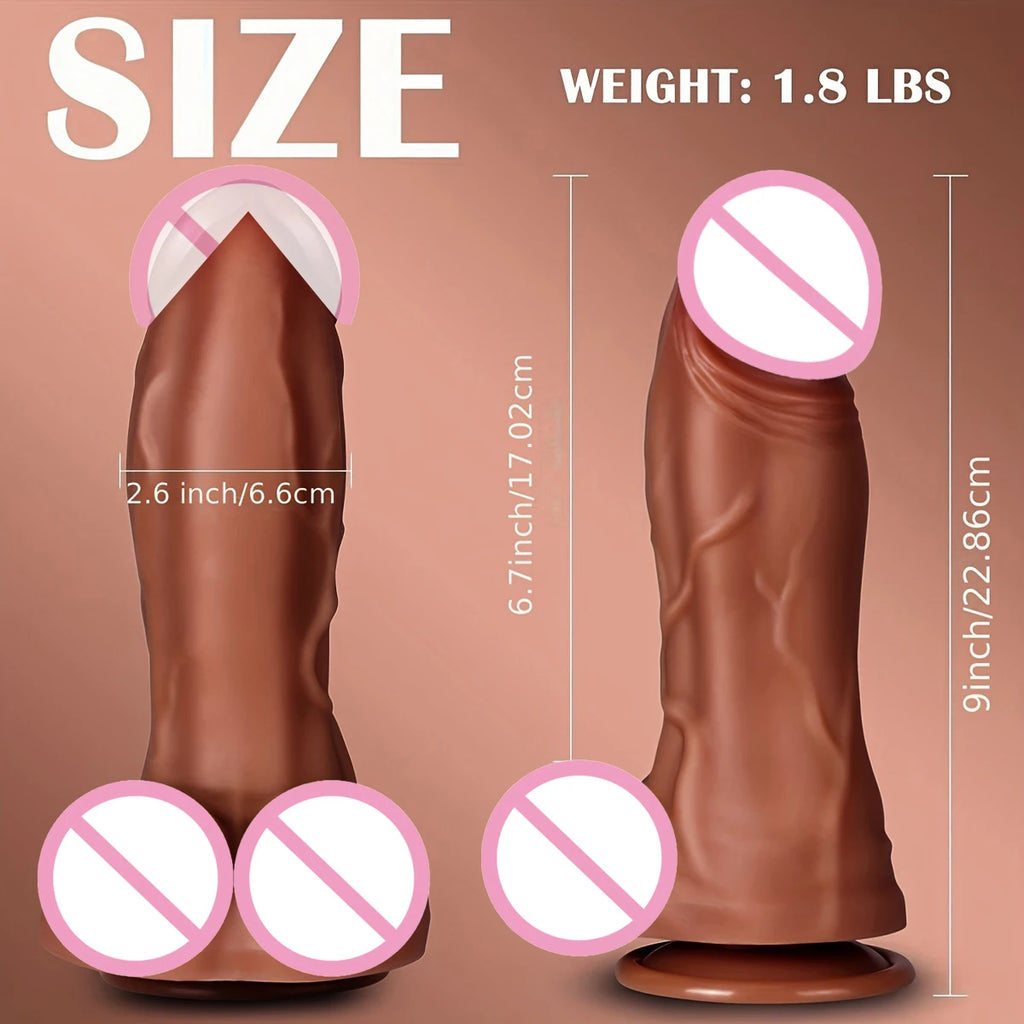 Thrusting Dildo Vibrator - 9 Inch Realistic Dildos with 3 Thrusting & 9 Vibrating & Heating Modes Adult Sex Toys for Women 18+