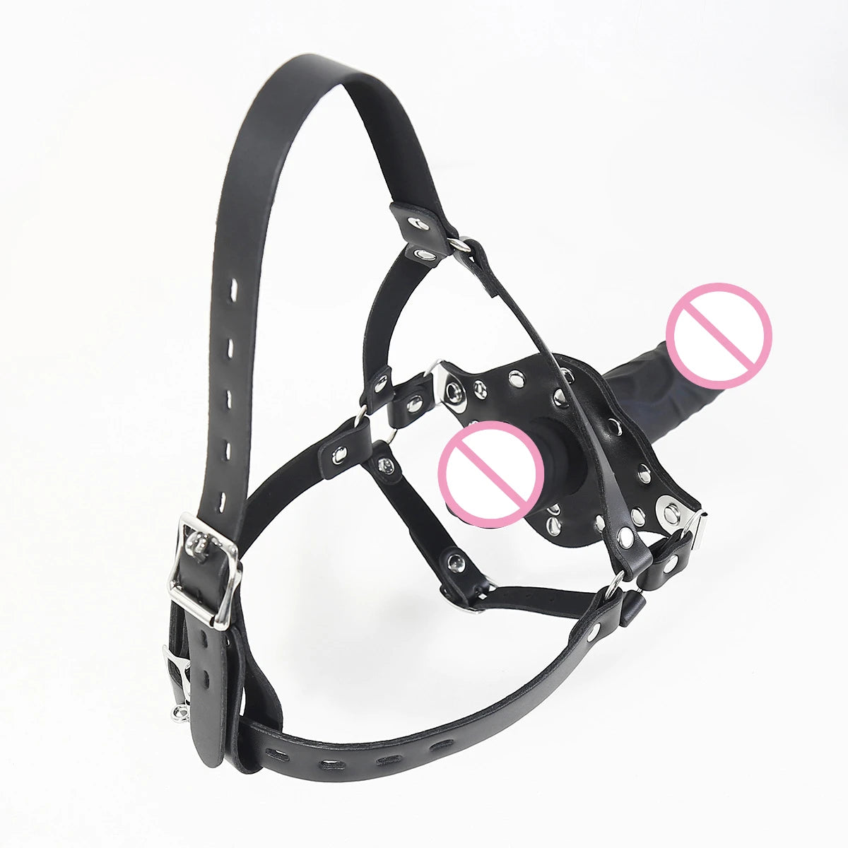 PU Dildo Mouth Gag Sex Toy for Couple Lesbian Self Bondage Restraint Masturbator Harness Oral Sex BDSM Open Mouth Plug Cosplay