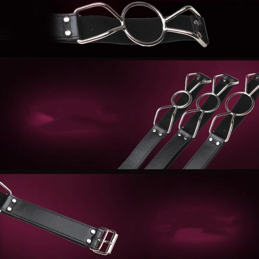 VaHppy SM Bondage Oral Shackles Gag Stainless Steels Butterfly +PU Couple Games Sex Toys Forced Open Mouth BDSM Adult Flirting