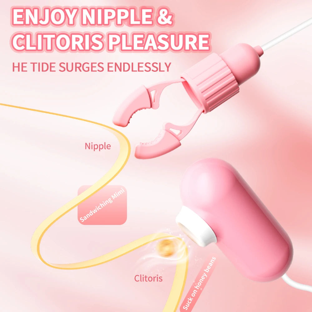 Nipple Clamps Vibrator Breast Massage Tongue Licking Sucking Vibrating Clit Stimulator Female Maturbator Adult Sex Toy For Women