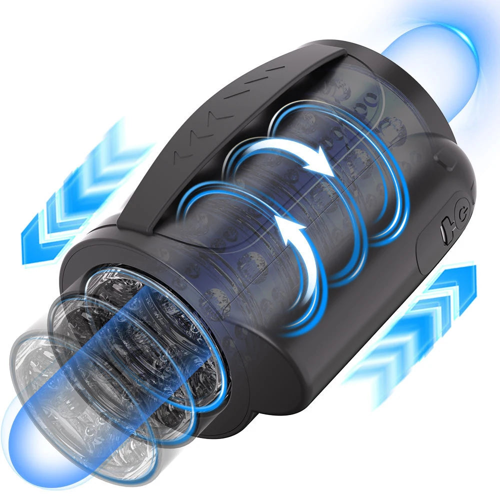 Handheld Automatic Male Masturbator,with Anti-slip Belt,Double Headed Penetration Penis Stroker Massager,Adult Sex Toys for Men