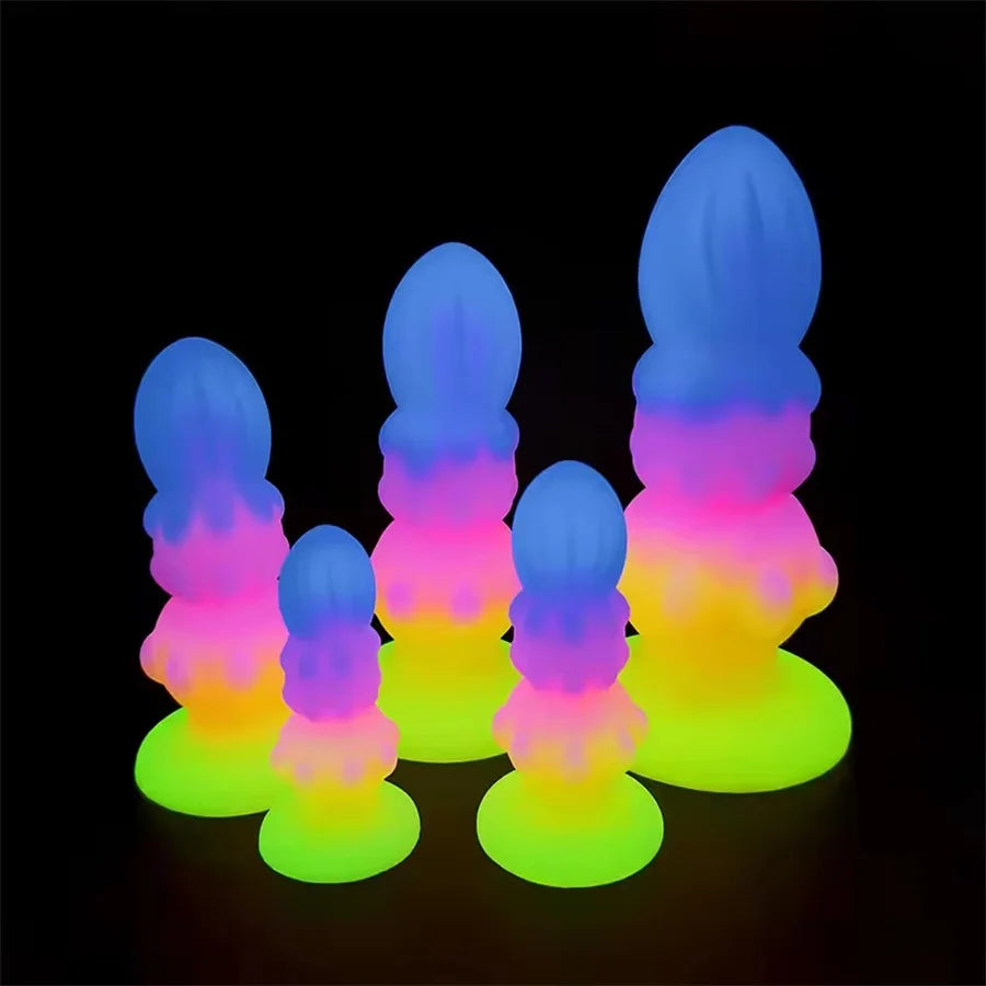 Silicone Anal Plug Soft Anal Beads Butt Plug Dildo Luminous Buttplug Anus Trainer Prostate Massager Adult Sex Toys For Women Men