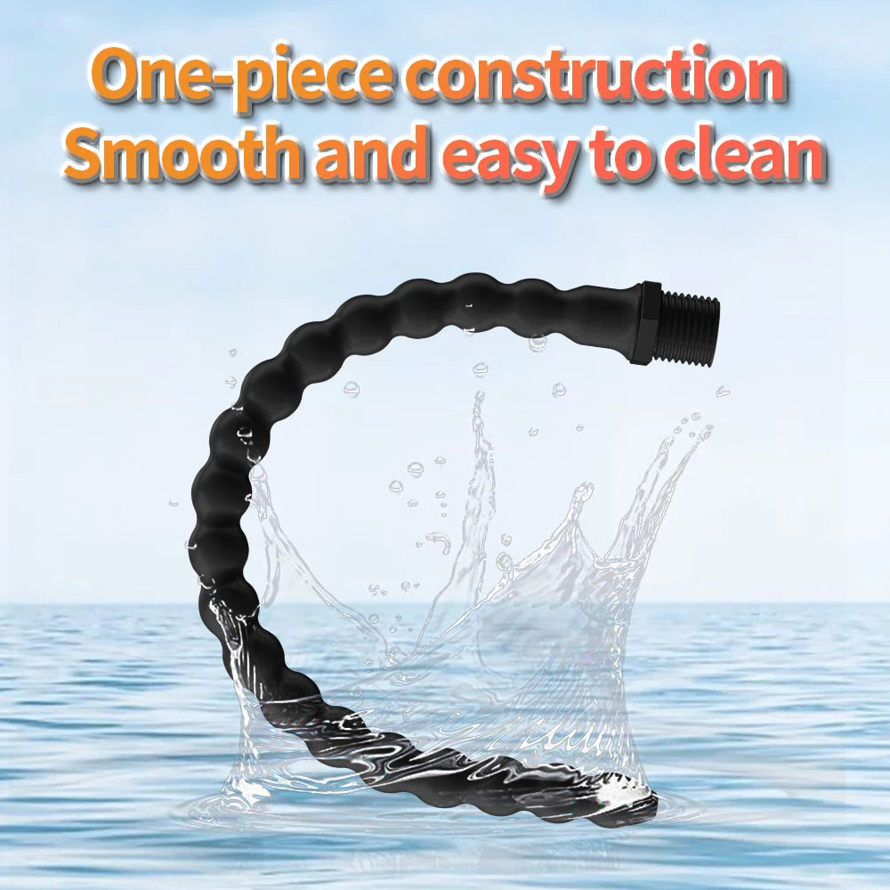 Silicone Long Anal Beads Plug Dilator Douche Enema Vagina Cleaning Kit Buttplug Syringe Shower Head Gay Sex Toy For Couples