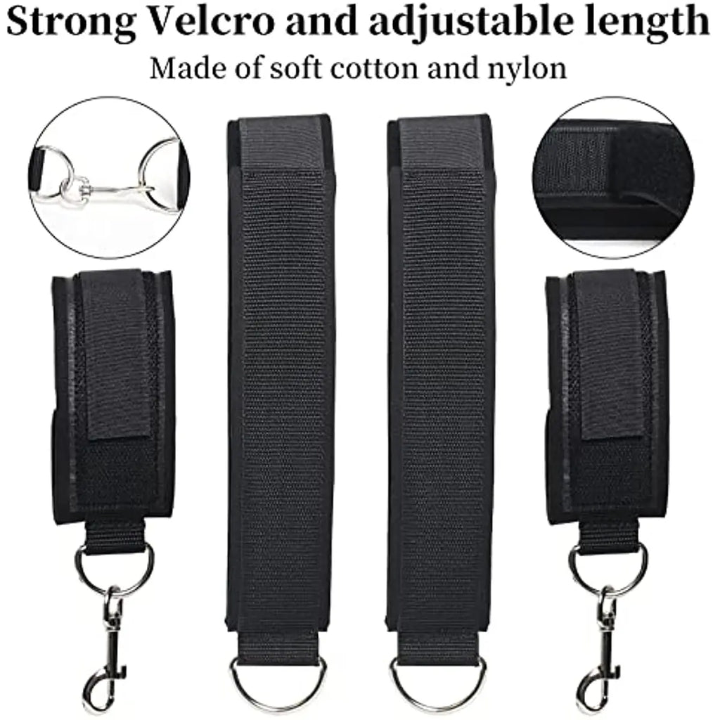 BDSM Sexy Bondage With Handcuffs Ankle Cuffs Adjustable Straps Breast Clip Oral Plug Adult Game Erotic Sex Toy for Women Couples