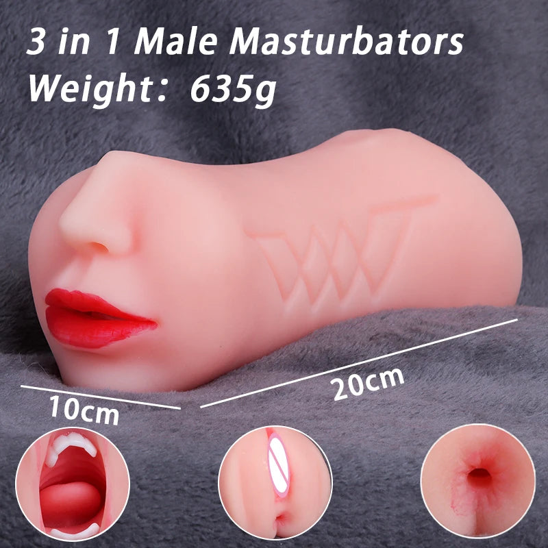 3 in 1 Masturbator for Male Realistic Vagina Oral Sex Toys Pocket Pusssy Deep Throat Masturbation Man Blowjob Sex Tool for Men