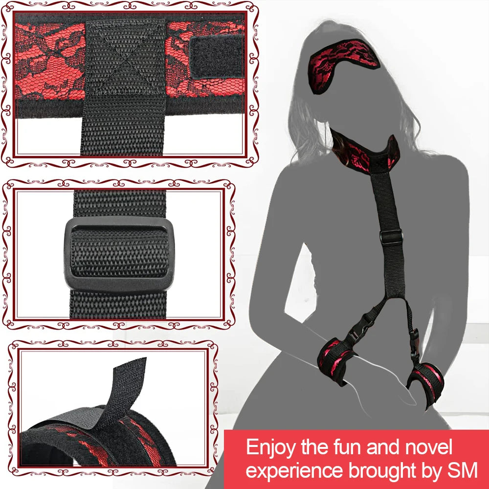 BDSM Adult SM Sex Restraint Handcuffs Slave Tools Bdsm Sexy Wrist To Ankle Cuffs Open Leg Hand Toys Bondage For Couples 18+