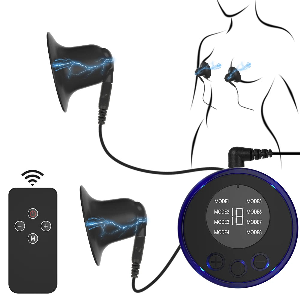 BDSM Electrode Breast Clip Nipple Toy for Women Men Couple Electric Shock Foreplay Flirting Medical Themed Sex Toys for Pleasure