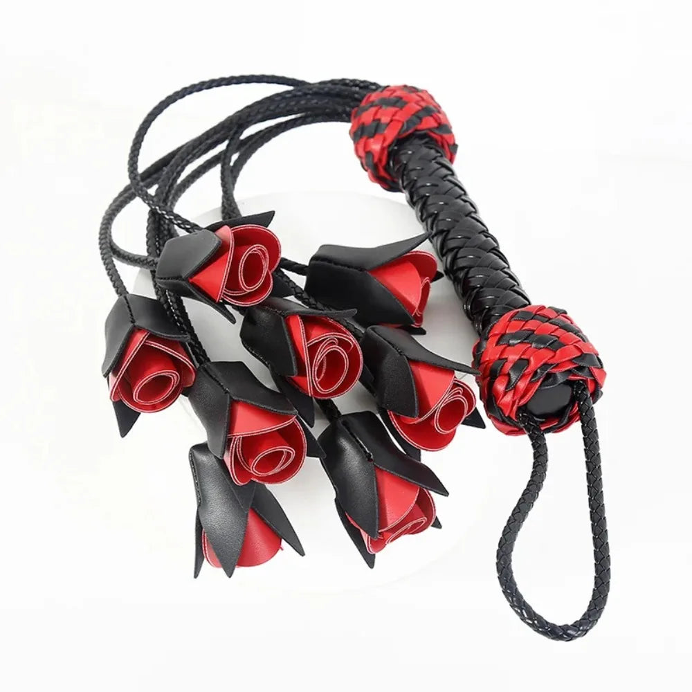 Handmade Woven Rose Flower Leather Whip Leather Whip Loose Whip SM Toys Training Adult Toys sex machine sex machine sexshop