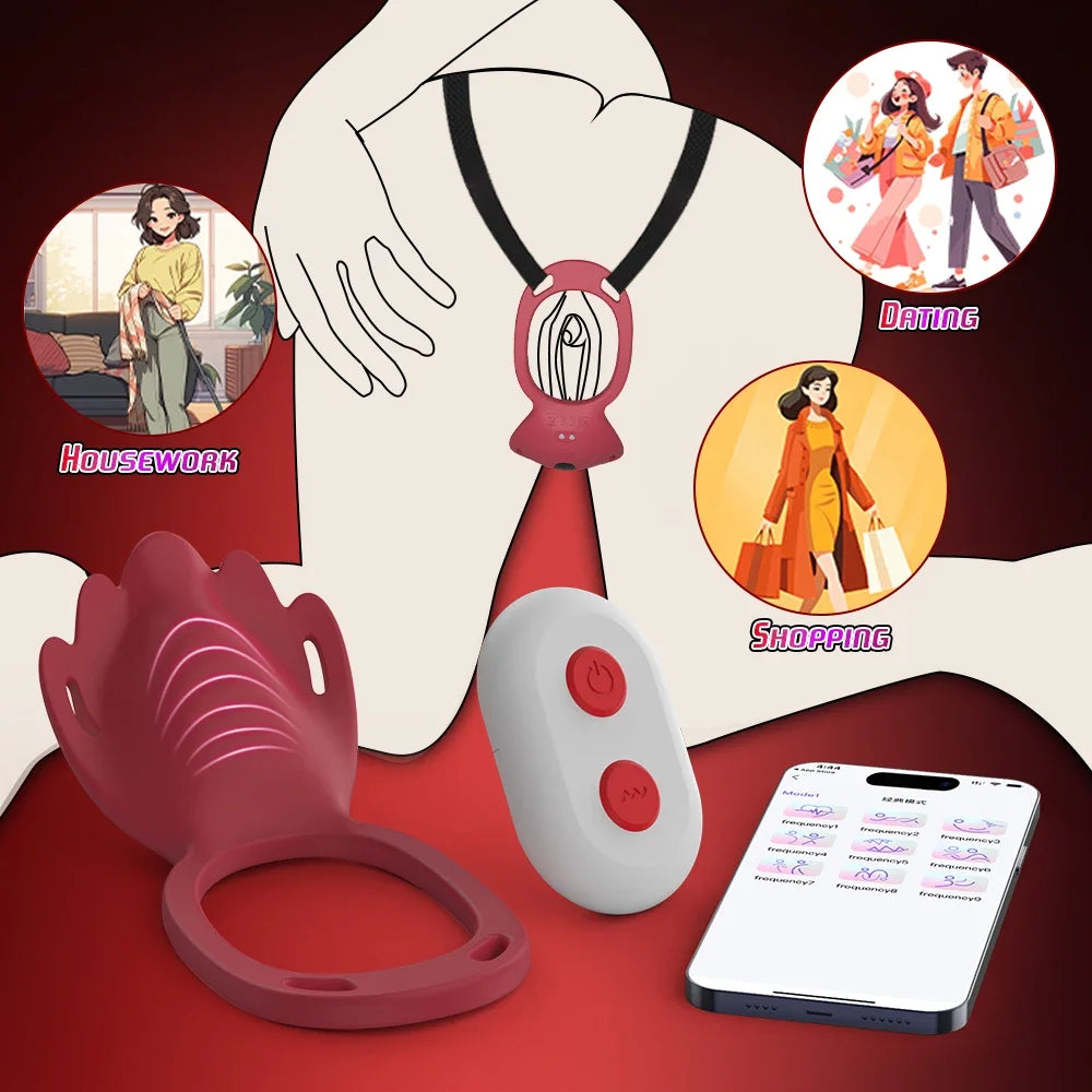 Wearable underwear vibrator, vibrating penile ring, clitoral stimulator, adult sex toy, suitable for couples