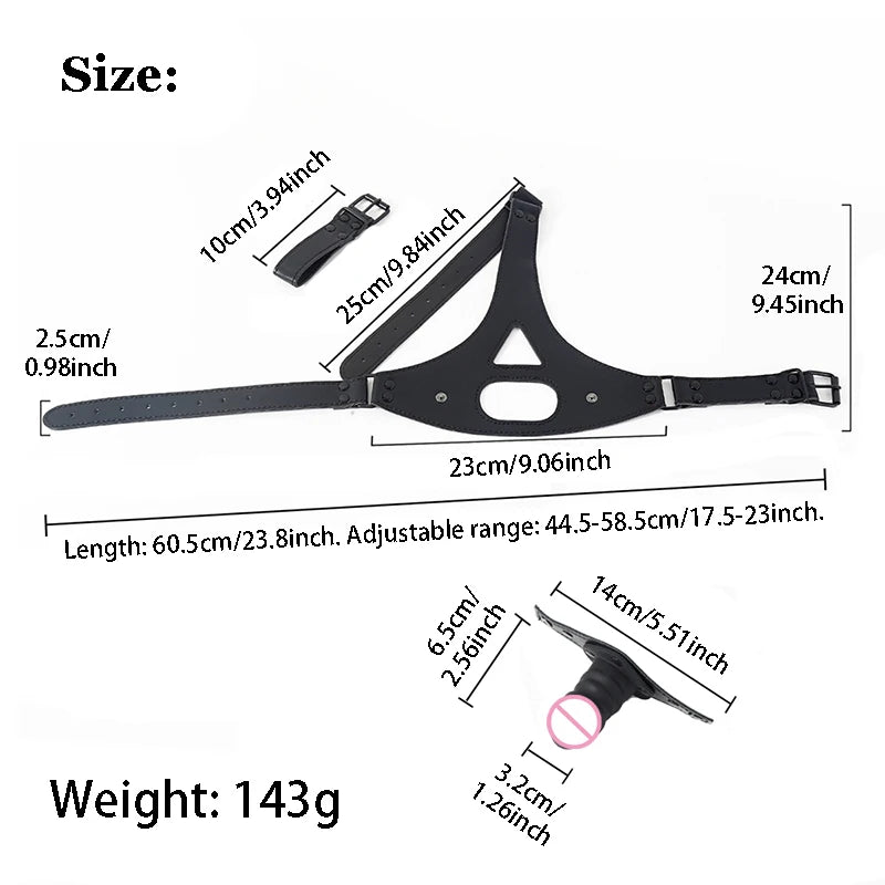 Silicone Dildo Gag Removable PU Leather Head Harness Bdsm Gag Sex Open Mouth Gag Penis Gag Sex Toys For Women Men Adult Game