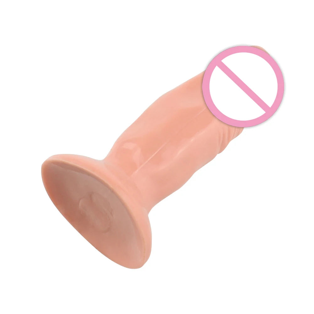 Female Mini Dildo Simulation with Suction Cup Small Realastic Silicone Soft Thick Penis Adult Erotic Sex Toys Anal Dick Sexshop