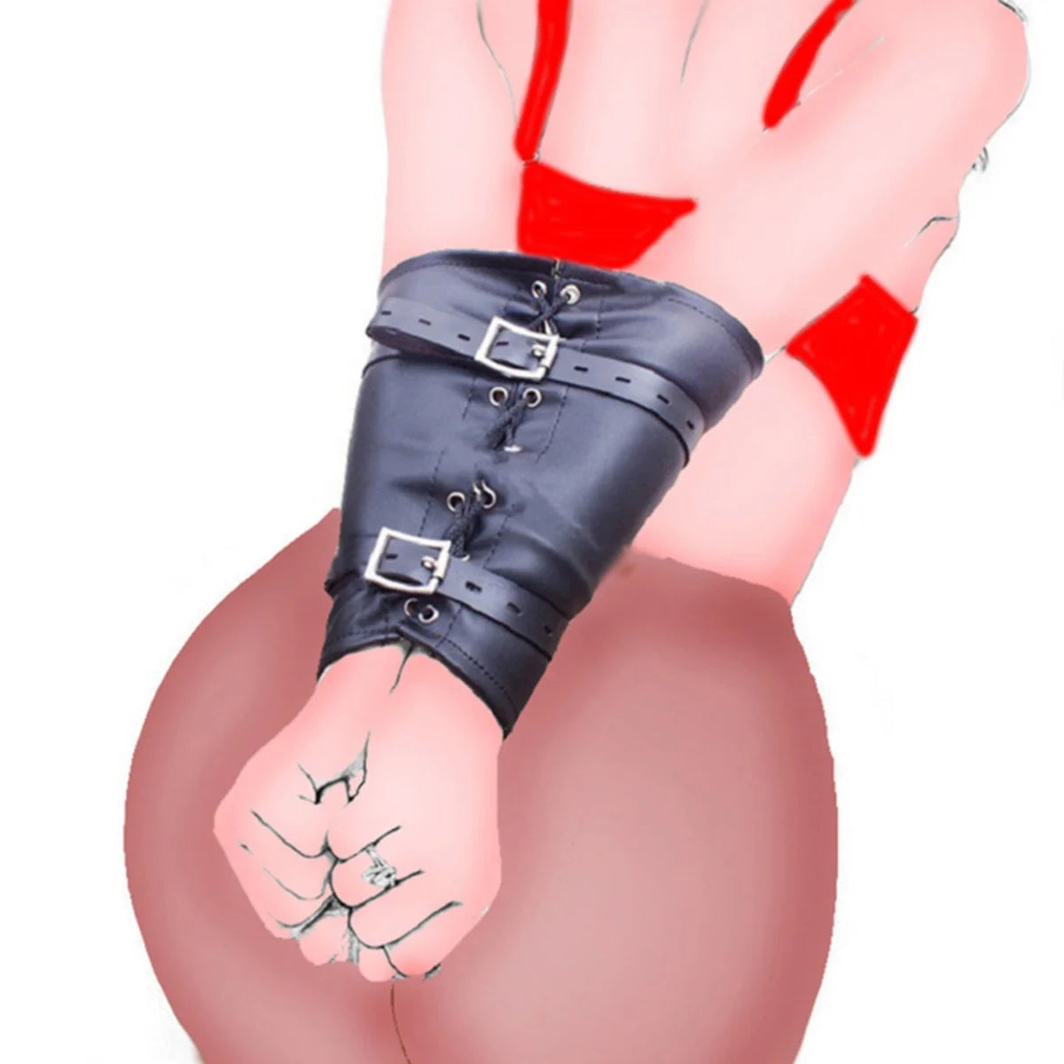 BDSM Strait Jacket / Armbinder,Leather Deluxe Arm Binder Restraint,Behind Back Bondage Gloves,Sex Toys For Couples