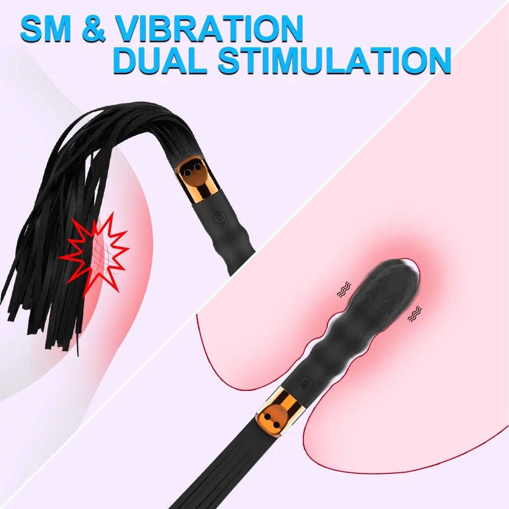 Leather Sex Whip Adults BDSM Anal Vibrator G Spot Massage SM Paddle Adult Play Bedroom Spanking Restraint Bondage Role Play 18+