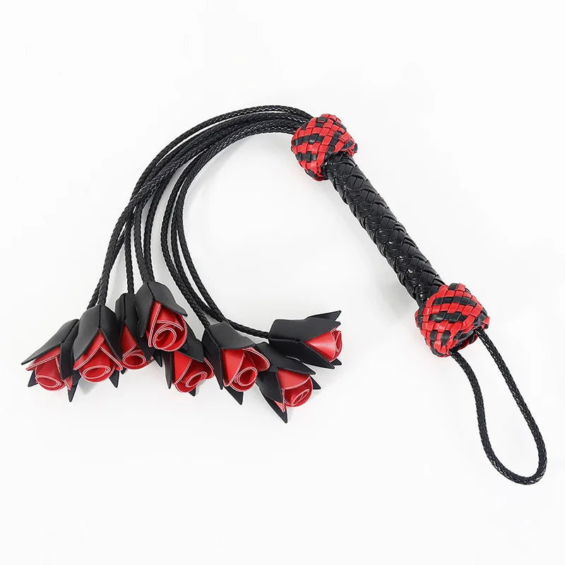 Handmade Woven Rose Flower Leather Whip Leather Whip Loose Whip SM Toys Training Adult Toys sex machine sex machine sexshop