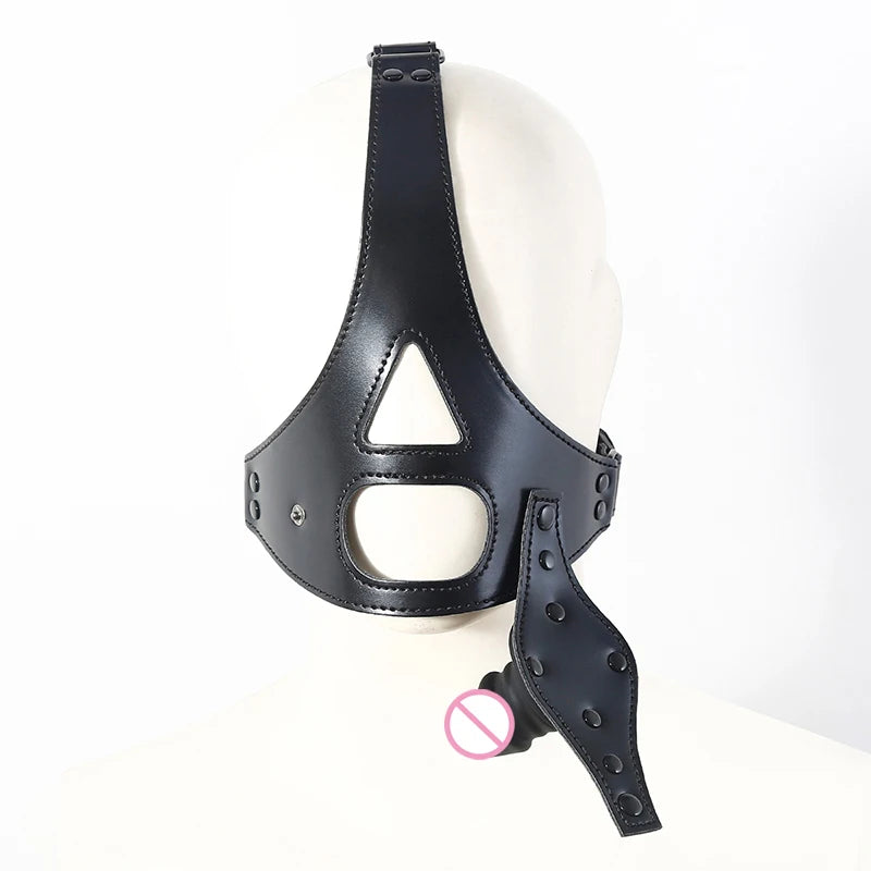 Silicone Dildo Gag Removable PU Leather Head Harness Bdsm Gag Sex Open Mouth Gag Penis Gag Sex Toys For Women Men Adult Game