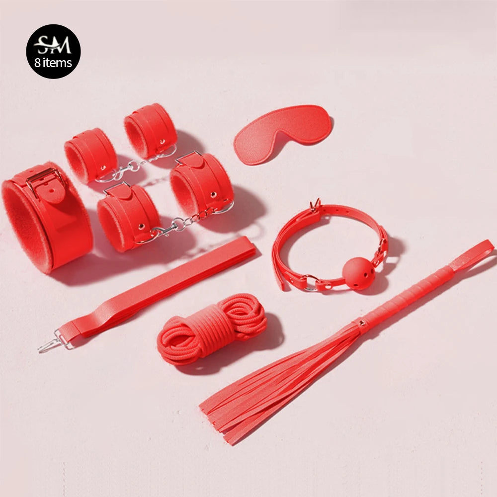 Bdsm Bondage Set Restraint Adult Game Handcuff Neck Collar Wrist Mouth Gag Strap Fetish SM Sex Toys for Woman Couples Product
