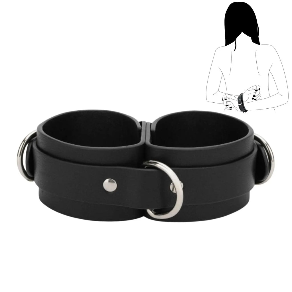 BDSM Bondage Handcuffs Sex Restraints Wrist Cuffs Sex Toys PU Leather Adjustable Adult Fetish SM Games for Couples Women Men