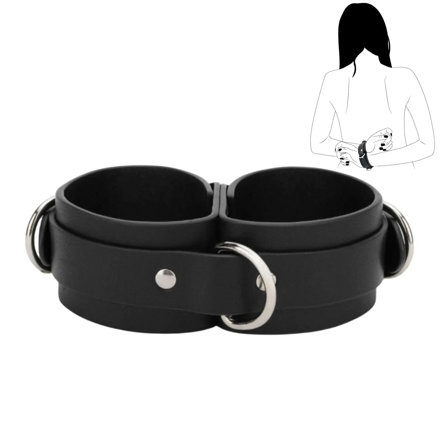BDSM Bondage Handcuffs Sex Restraints Wrist Cuffs Sex Toys PU Leather Adjustable Adult Fetish SM Games for Couples Women Men