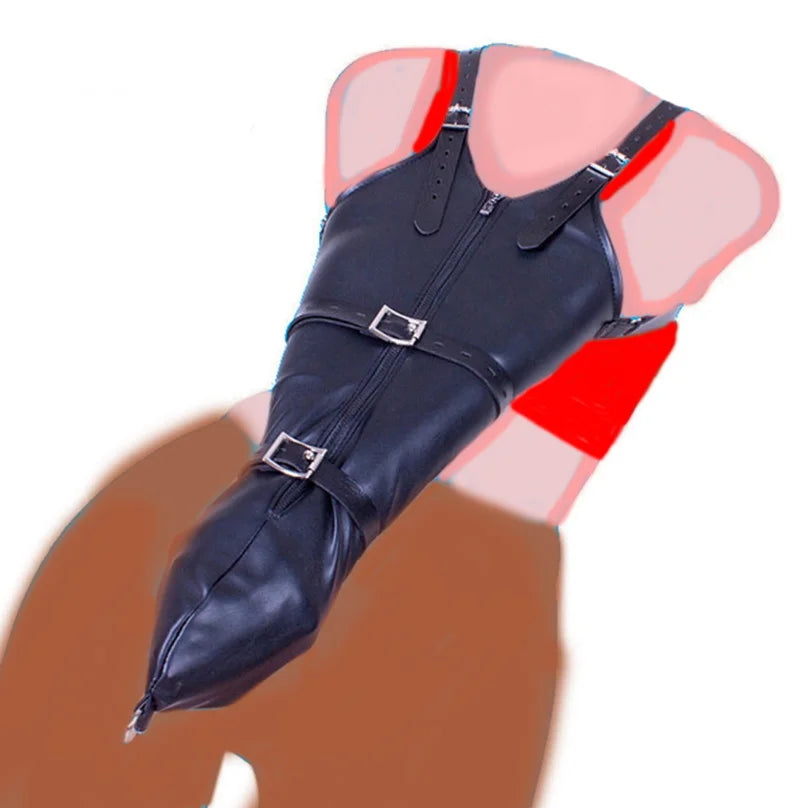 BDSM Strait Jacket / Armbinder,Leather Deluxe Arm Binder Restraint,Behind Back Bondage Gloves,Sex Toys For Couples