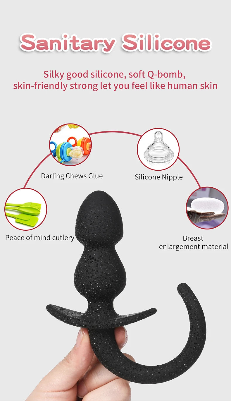 Dog Tail Anal Plug Silicone Butt Plug Puppy Play Anal Accessories Sex Toy for Adult18+ Woman Men Role Play Pup Tail Sex Shop Toy