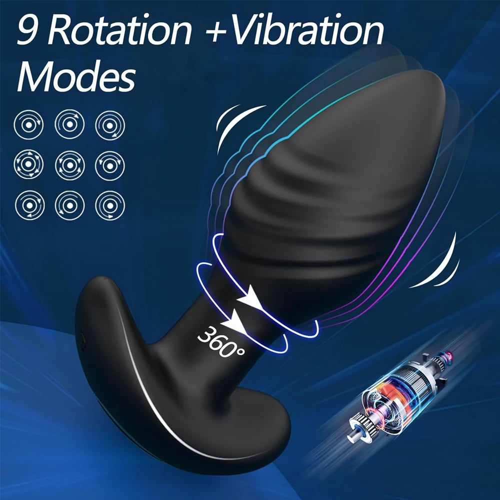 360° Rotation Adult Sex Toys for Men Prostate Massager Adult Toys Anal Plug Vibrating Butt Plug with 9 Vibrating Anal Toys