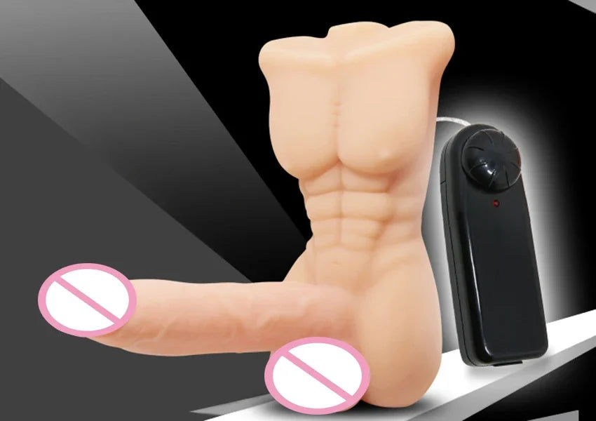 Soft Skin Realistic Penis Sexy Female Vibrating Masturbator Dildo Male Torso Sexsual Love Doll Sex Toys for Women Men 18 Adult