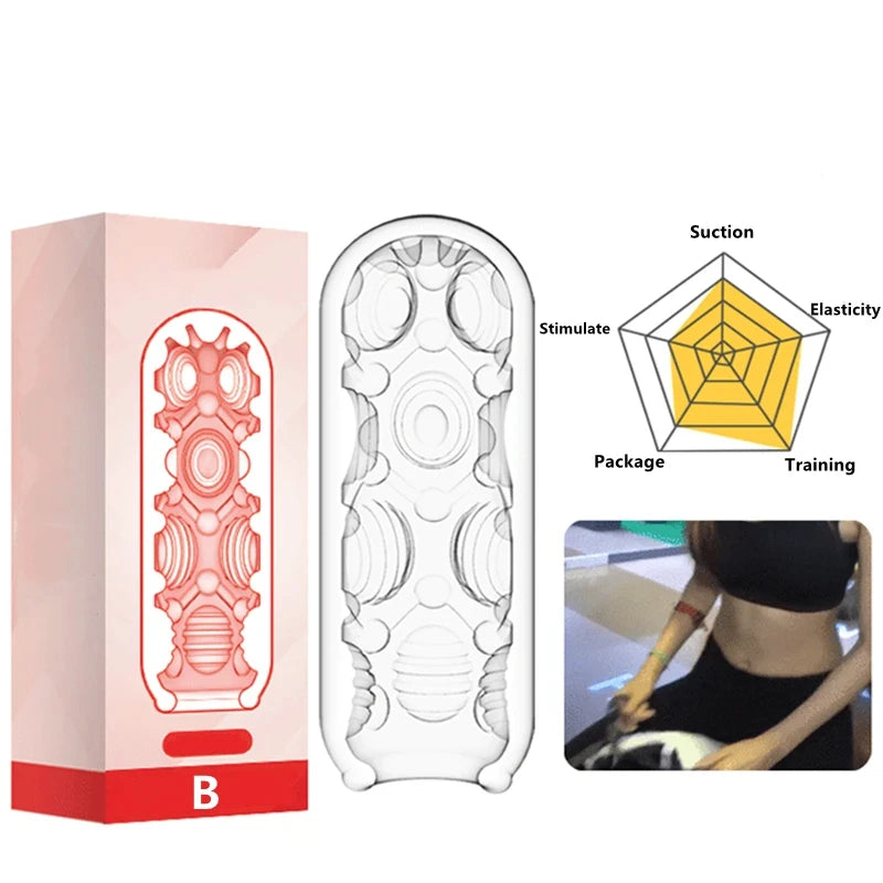 Male Masturbation Toys TPE Soft Clear Pocket Pussy Penis Sleeve Intimate Toys for Men Masturbation Tools Aadult Products 18 Sex