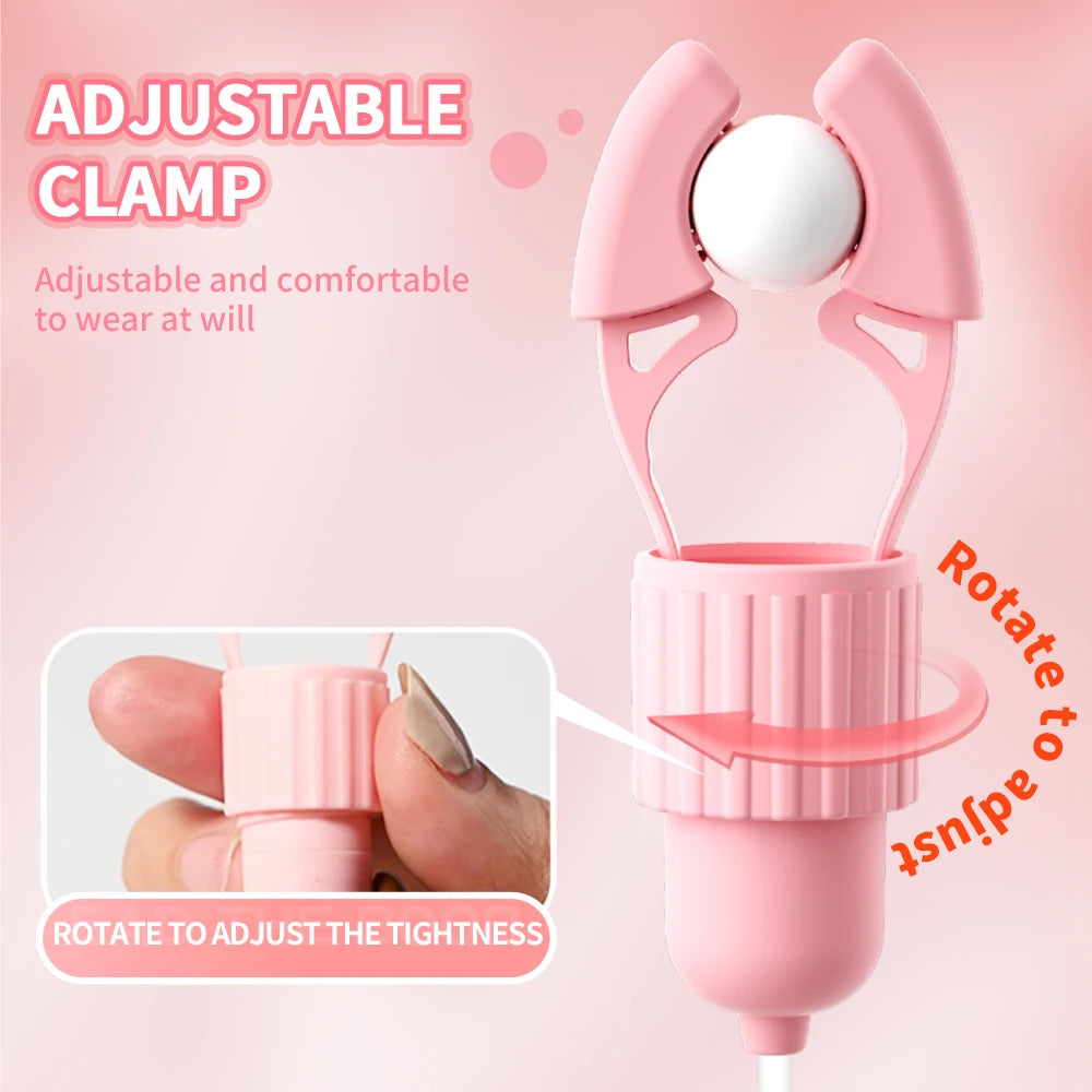 Nipple Clamps Vibrator Breast Massage Tongue Licking Sucking Vibrating Clit Stimulator Female Maturbator Adult Sex Toy For Women