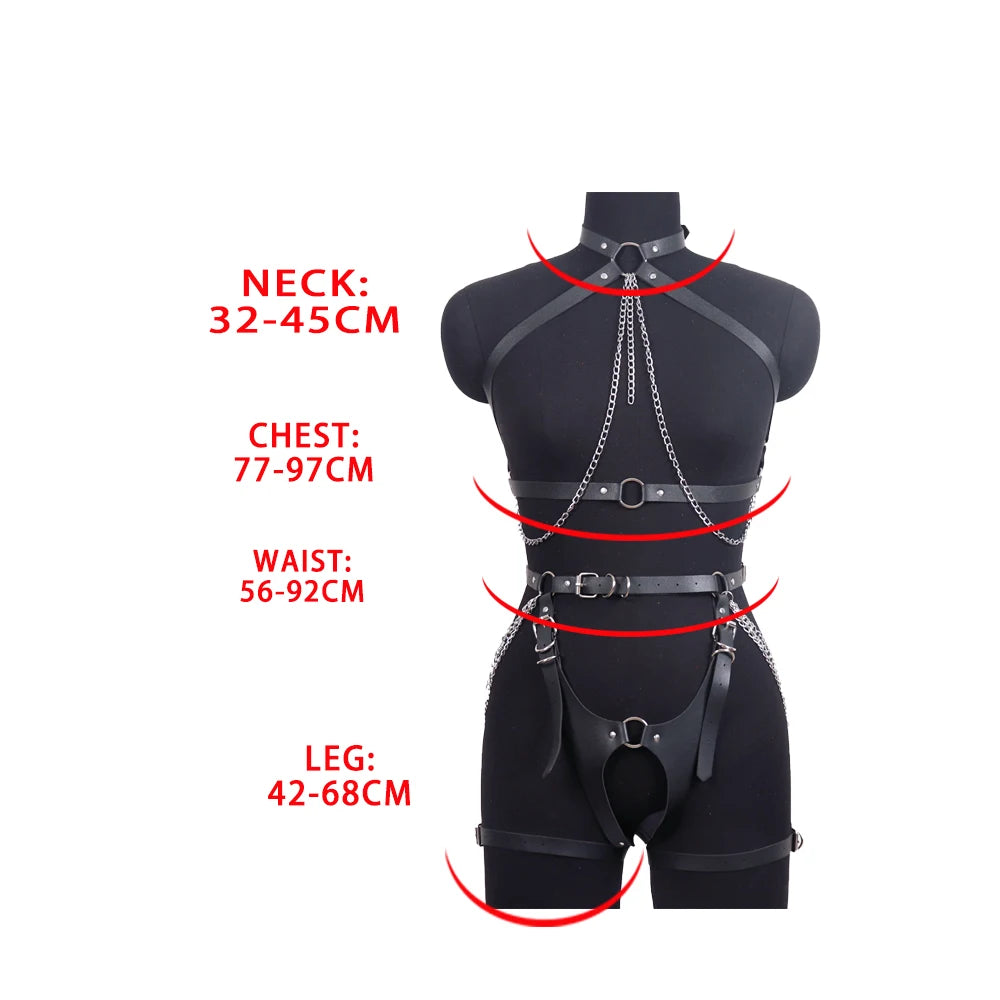 Sexy Body Harness Women Corset Leather Lingerie Bdsm Harness Garter Bondage Lingerie Fetish Wear Clothing Suspenders Accessories