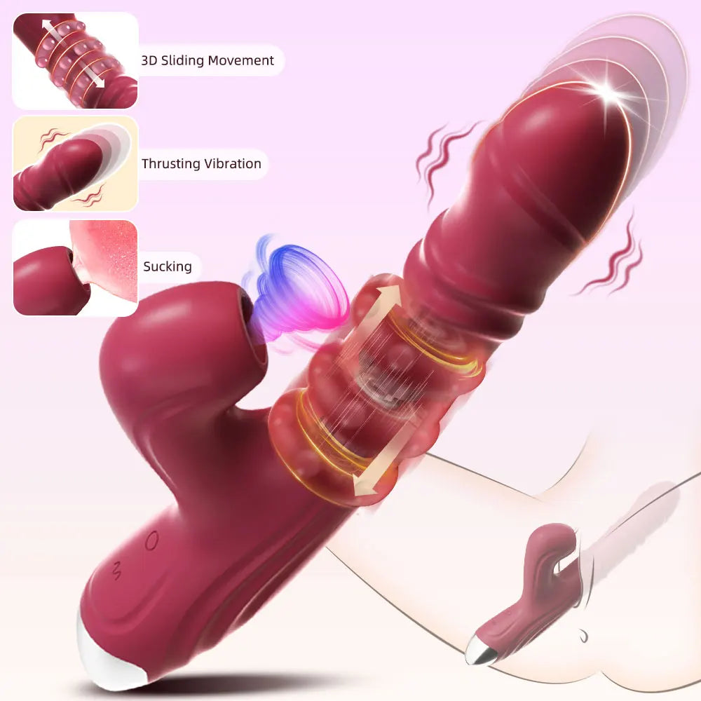 Thrusting Vibrator Dildos Adult Sex Toy for Women G Spot Vibrator with Sliding Ring Thrusting Dildo Rabbit Vibrators for Female