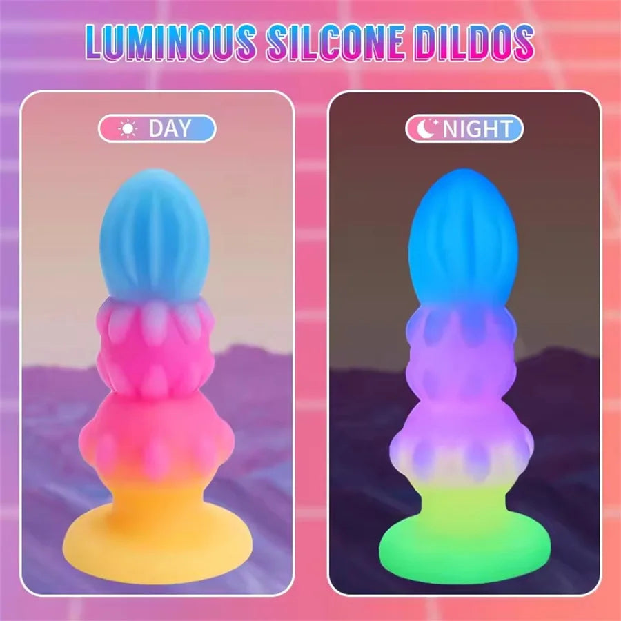 Silicone Anal Plug Soft Anal Beads Butt Plug Dildo Luminous Buttplug Anus Trainer Prostate Massager Adult Sex Toys For Women Men