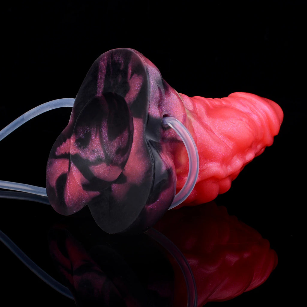NNSX Squirting Silicone Dog Dildo Inflatable Dick Fantasy Fishbone Pattern Butt Plug Anal Sex Toys For Women Sexy Adult Supplies