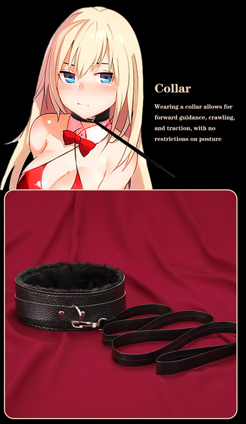 BDSM Bondage Restraint Kit 10 Pieces Drawstrings Collars Eye Masks Mouth Balls Whips Cotton Ropes Nipple Clamps Rope for Couple